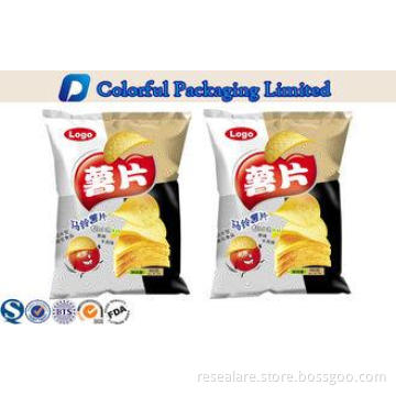 Recyclable laminated plastic potato chips bag with Back sid